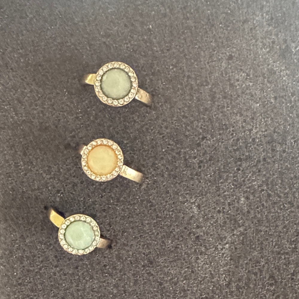 Gold Ring Set with Green and Yellow Stones